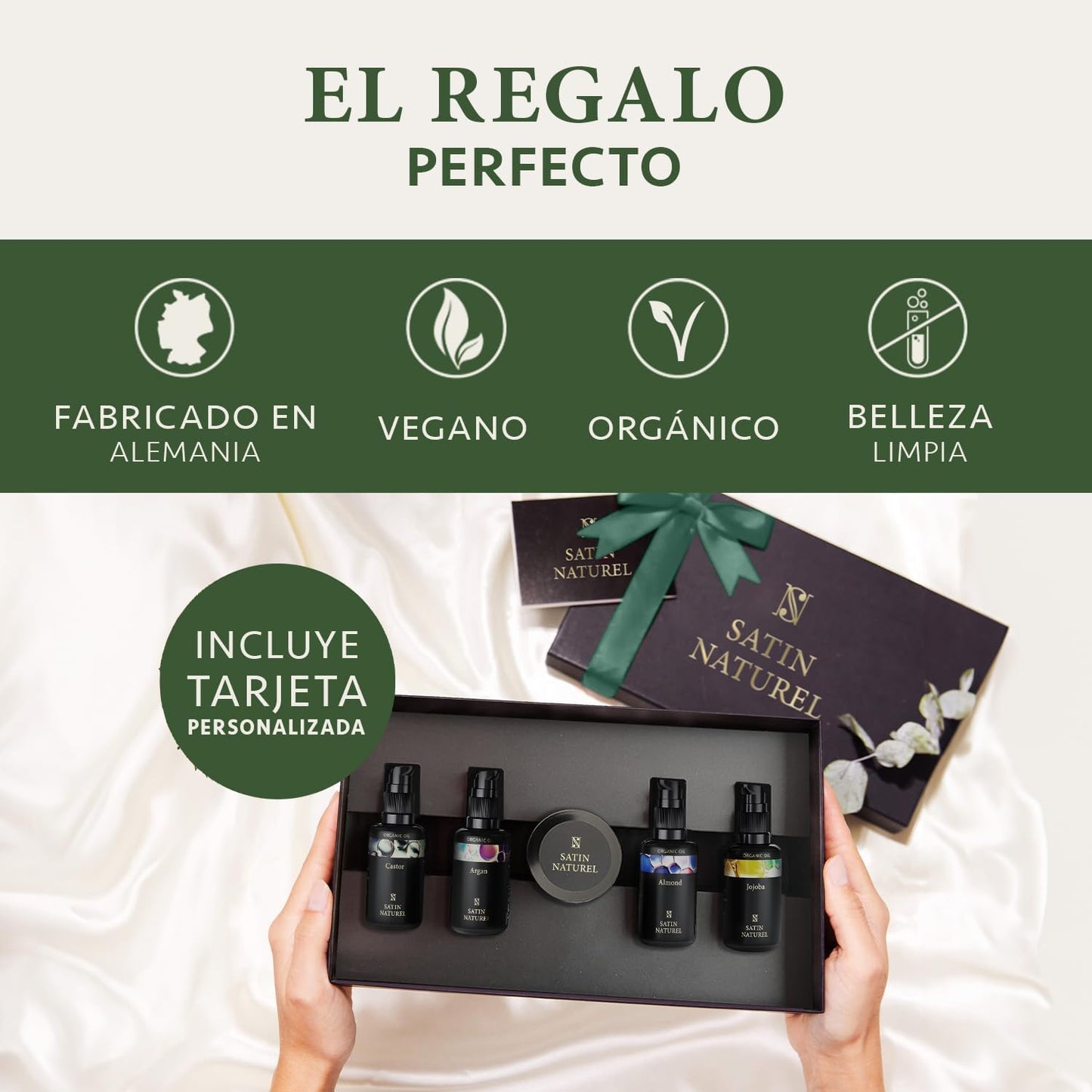 Satin Naturel Regalo Para Mujeres - Regalos Originales Para Mujer - Aceite De Argan - Aceite De Jojoba - Aceite De Almendras - Exfoliante Corporal 5X30Ml