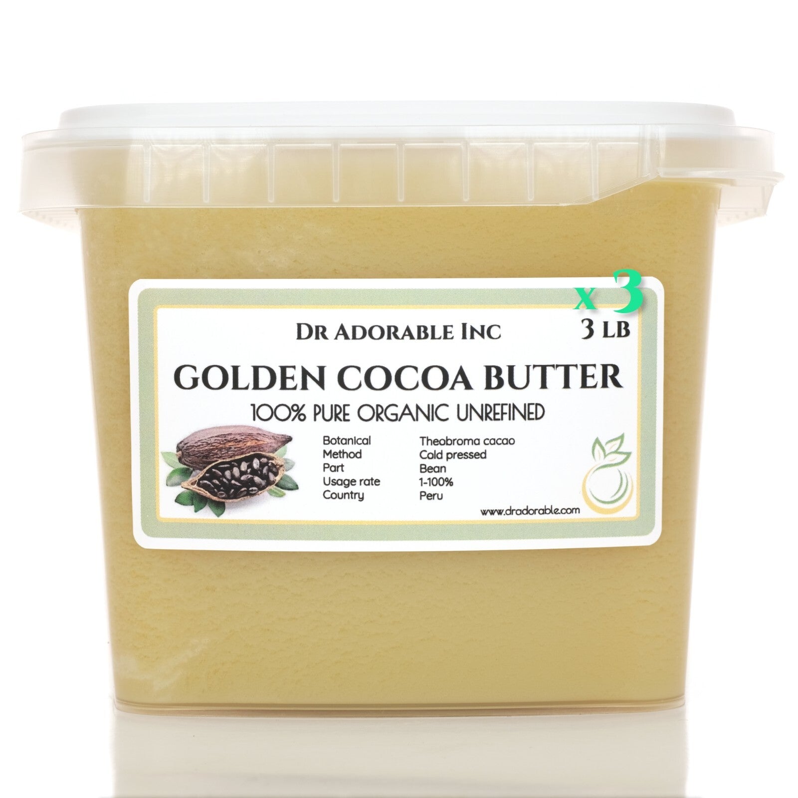 GOLDEN UNREFINED COCOA BUTTER FRESH ORGANIC PURE 2 OZ 4 OZ 8 OZ 1 LB-UP to 12LB