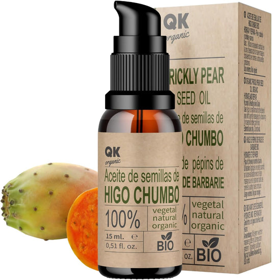 Qknatur - ACEITE DE SEMILLAS DE HIGO CHUMBO 15 Ml - 100% Puro Y Natural - Prensado En Frío - Hidrata Y Rejuvenece La Piel - Repara El Cabello - Botella De Vidrio