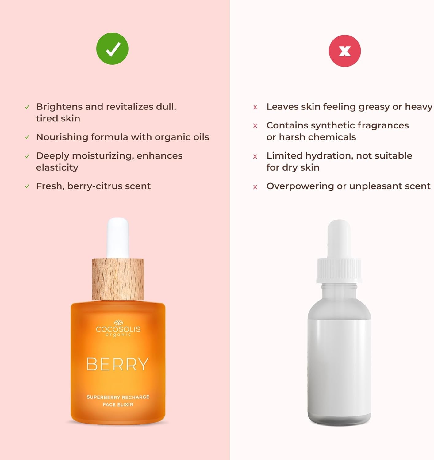 COCOSOLIS BERRY Superberry Recharge Face Elixir Facial Con Aceites Orgánicos, Cuidado Dietético Vegano Con Vitamina E Y Aceites Activados Por Enzimas