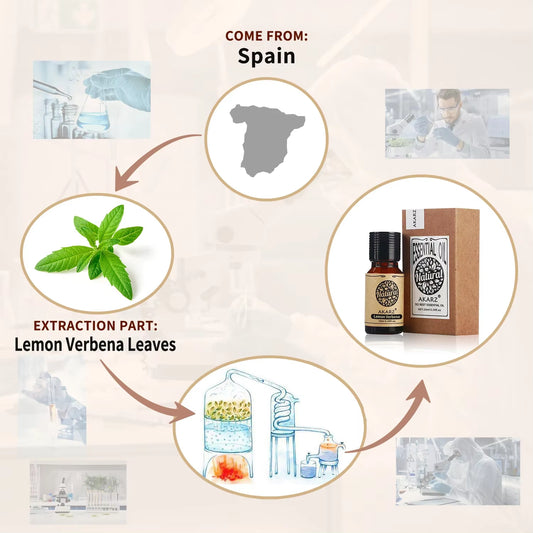 Lemon Verbena Essential Oil Natural Aromatherapy Lippia Citriodora Skin Hair Care Relax Lemon Verbena Oil